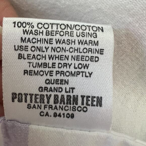 Pottery Barn Teen Queen Sheet Set Pink Striped 1 Fitted 1 Flat 100% Cotton - Picture 3 of 6